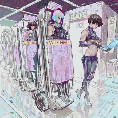 cyberpunk: edgerunners, cyberpunk 2077, sex arcade, studio trigger, lucy (edgerunners), lucyna kushinada, sasha (edgerunners), sabudenego, big breasts, black hair, breasts, colored hair, female focus, female only, hair