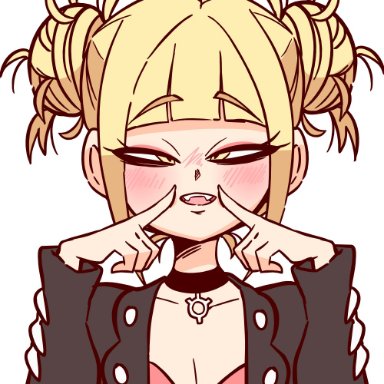 my hero academia, nintendo, pokemon, pokemon ss, shounen jump, himiko toga, marnie (pokemon) (cosplay), diives, 1girls, alternate costume, bangs, blonde hair, blush, blush lines, blushing