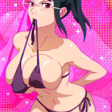 jujutsu kaisen, zenin maki, outrageouswork, bikini, glasses, green hair