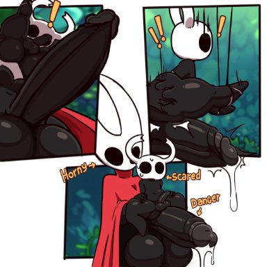 hollow knight, team cherry, hornet (hollow knight), protagonist (hollow knight), vessel (species), the yeager, theyeager, 1boy, 1futa, anthro, arthropod, ass, ball size difference, balls, big balls