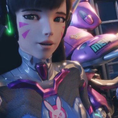 blizzard entertainment, overwatch, d.va, sombra, lvl3toaster, 2girls, asian, asian female, ass up, brown hair, dildo, doggy style, facial markings, female, female focus