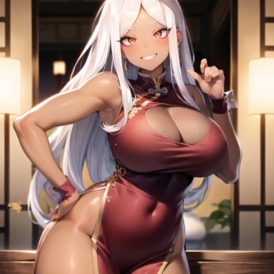 my hero academia, miruko, rumi usagiyama, stable diffusion, 1girls, big breasts, breasts, bunny ears, bunny girl, chinese clothes, chinese dress, female focus, female only, large breasts, long hair