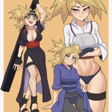 boruto: naruto next generations, naruto, naruto: the last, naruto (series), naruto shippuden, temari, hyyun, 1girls, adult, aged up, big breasts, blonde hair, breasts, cleavage, crop top