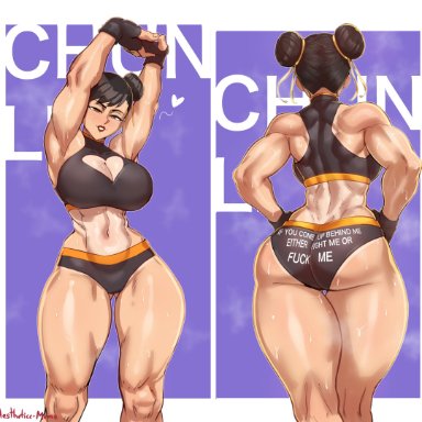 street fighter, street fighter 6, street fighter iv, street fighter v, chun-li, aestheticc-meme, 1girls, abs, asian, asian female, ass visible through thighs, big ass, big breasts, big butt, black hair