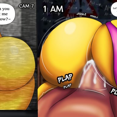 five nights at freddy's, chica (fnaf), toy chica (fnaf), vanillart23, anal, big ass, bubble ass, bubble butt, cowgirl position, cum, cum in ass, tagme