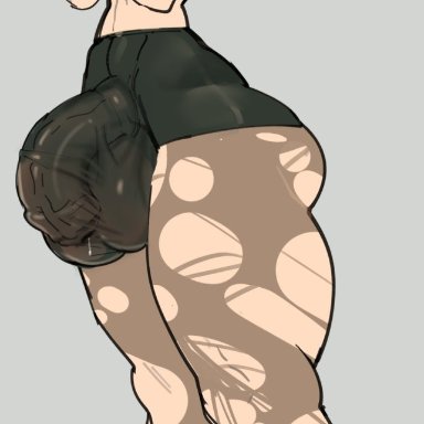 one-punch man, tatsumaki, streachybear, 1futa, ass, balls, big ass, black lipstick, bottom heavy, bulge, clothed, clothing, crocs, eyeshadow, flaccid