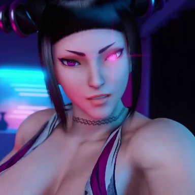 capcom, street fighter, street fighter v, juri han, dornva, htharpy, urbanator, 1boy, 1girls, alternate breast size, areolae, asian, asian female, athletic, athletic female