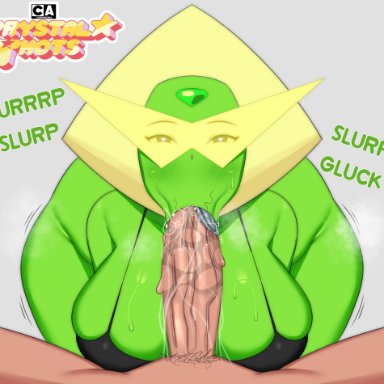 steven universe, peridot (steven universe), coldarsenal, :&gt;=, ass, big ass, big breasts, big butt, blowjob, breasts, green hair, green skin, licking, penis, pubic hair