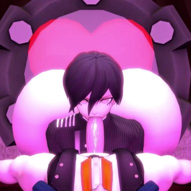 danganronpa, danganronpa v3, shirogane tsumugi, shuichi saihara, atomicgato, blowjob, cowgirl position, futa on male, futanari, 3d, animated, sound, source filmmaker, tagme, video