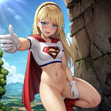 dc, dc comics, dcau, superman: the animated series, superman (series), kara danvers, kara zor-el, supergirl, shopnoarts, 1girls, big breasts, blonde hair, blue eyes, bottomless, breasts