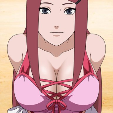 naruto, naruto (series), naruto shippuden, uzumaki kushina, padm, 1girls, arms behind back, beach, big breasts, bikini, bikini top, breasts, busty, cleavage, female