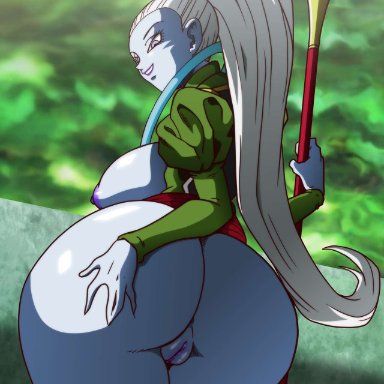 dragon ball, dragon ball out of pannel, dragon ball super, dragon ball z, tournament of power, angel (dragon ball), vados, dragonball-in-color, witchking00, 1girls, areolae, ass, ass grab, big ass, big breasts