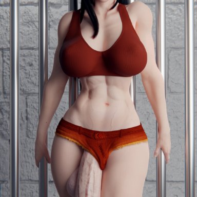 final fantasy, final fantasy vii, tifa lockhart, sourcemaker, 1futa, abs, big breasts, breasts, futa only, futanari, hyper, hyper penis, large breasts, looking at viewer, muscular