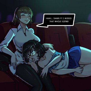 fanfiction, persona, persona 5, persona 5 royal, royally screwed confidants, akira kurusu, joker (persona), makoto niijima, ren amamiya, nethuum, 1boy, 1futa, big hips, big penis, black hair