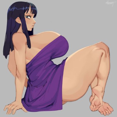one piece, nico robin, nezulet, 1girls, black hair, blue eyes, bubble ass, bubble butt, female focus, female only, large breasts, looking at viewer, thick thighs, wide hips, wide thighs