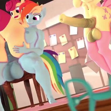 friendship is magic, hasbro, my little pony, fluttershy (mlp), mrs. shy (mlp), hentaudio, realvinyl, utternessie, 1girls, 2futas, big ass, big balls, big breasts, big butt, big penis