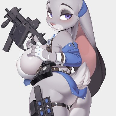 zootopia, judy hopps, cervina7 (artist), 1girls, anthro, ass, badge, big ass, big breasts, breasts, bubble butt, clothing, female, female focus, female only