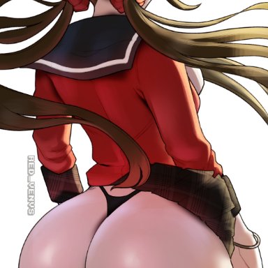 danganronpa, danganronpa v3, danganronpa v3: killing harmony, harukawa maki, redvenus, 1girls, ass, back view, bubble butt, dat ass, female, huge ass, large ass, light-skinned female, light skin