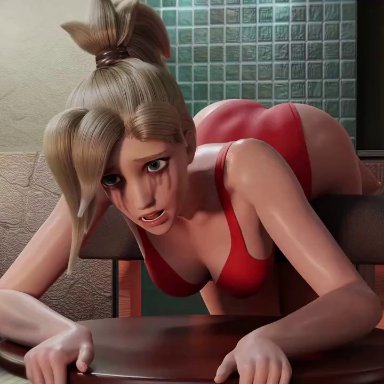 overwatch, overwatch 2, mercy, tesseract3d, 1girls, ass, ass up, bent over, bondage, crying, domination, moaning, spanking, swimsuit, tears