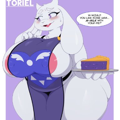 undertale, undertale (series), toriel, bigdon1992, anthro, big ass, big breasts, blush, breasts, clothing, erect nipples, female, finger on cheek, fur, furry