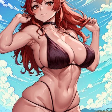 mushoku tensei, eris greyrat, 1girls, big breasts, curvy body, curvy female, female focus, female only, long hair, looking at viewer, red hair, 2023, ai generated, hi res, high resolution