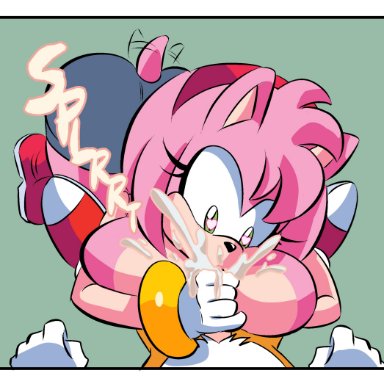 sega, sonic (series), sonic the hedgehog (series), amy rose, tails, glassfish, anthro, cum, cum in mouth, cum inside, ejaculation, fox, heart-shaped pupils, hedgehog, older female