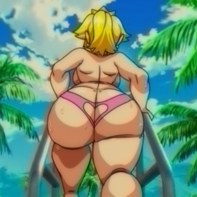 mario (series), nintendo, super mario 64, princess peach, lueduartv, 1girls, ass, ass focus, back, back view, background, big ass, big breasts, big butt, blonde hair
