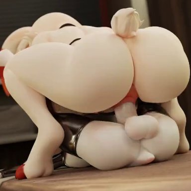 nintendo, pokemon, pok&#233;mon (species), scorbunny, dividebyzero, amazon, amazon position, anthro, anthrofied, ass, balls, big ass, big penis, bubble butt, clothing