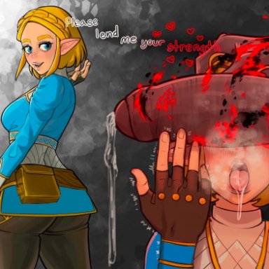 breath of the wild, nintendo, tears of the kingdom, the legend of zelda, ganondorf, princess zelda, zelda (breath of the wild), x e11e, 1boy, 1girls, ass, bad end, blonde hair, broken rape victim, corruption