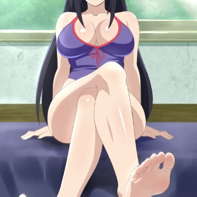 naruto, naruto: the last, naruto (series), naruto shippuden, shounen jump, hyuuga hinata, zorzero, 1girls, bare arms, bare legs, bare shoulders, barefoot, big breasts, blue hair, blush