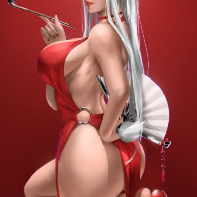 boku no hero academia, my hero academia, miruko, wtparadise, animal ears, ass, bangs, bare shoulders, breasts, choker, clothing cutout, dark-skinned female, dark skin, dress, female