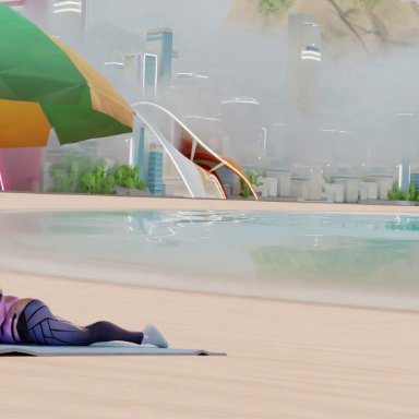 overwatch, widowmaker, zarya, ass, beach, futanari, prone bone, twerking, 3d, animated, mp4, sound, tagme, video