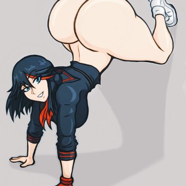 kill la kill, matoi ryuuko, biggy deez, 1girls, ass, big ass, big butt, blue eyes, blue eyes female, bottomless, bubble ass, bubble butt, fat ass, fat butt, female