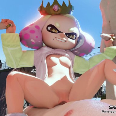 splatoon, splatoon (series), splatoon 2, pearl (splatoon), thenaysayer34, vranimeted, 1girls, 3boys, breast, breasts, cowgirl, cowgirl position, exposed breasts, group sex, handjob