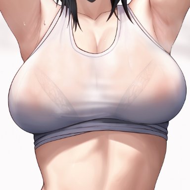 chainsaw man, himeno (chainsaw man), edmun, armpit fetish, armpits, arms up, big ass, big breasts, bra, eye patch, eyepatch, female, female only, huge breasts, light-skinned female