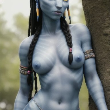avatar, avatar: the way of water, james cameron's avatar, na'vi, neytiri, nasti, 1girls, alien, alien girl, athletic female, big areola, big breasts, blue nipples, blue skin, braided hair