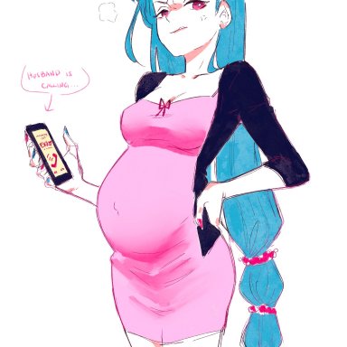 league of legends, riot games, jinx (league of legends), sandwichdominator, angry, angry face, blue eyes, cellphone, clothed, clothed female, hair ornament, long hair, milf, nails painted, pink eyes