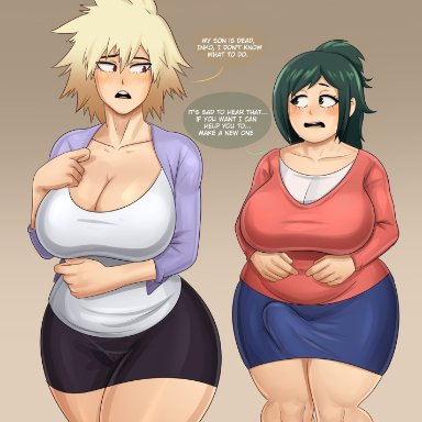 my hero academia, inko midoriya, mitsuki bakugou, rocner, 1futa, belly, big ass, big breasts, big butt, big penis, female, futa on female, futanari, green hair, mature female