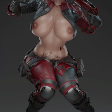 dc, dc comics, injustice 2, harley quinn, nyes117, 1girls, areolae, big breasts, blonde hair, breasts, busty, exposed breasts, female, female only, functionally nude
