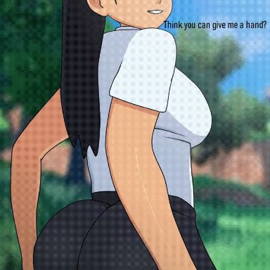 pokemon, pokemon sv, nemona (pokemon), solodusk57, 1girls, ass, back view, big ass, breasts, bubble ass, bubble butt, dumptruck ass, dumptruck butt, fat ass, fat butt