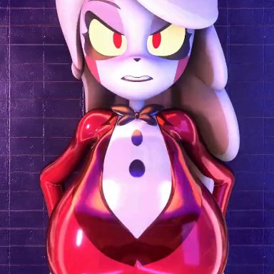 hazbin hotel, palisal, angry, annoyed, big breasts, bounce, bouncing breasts, bowtie, breasts, breasts bigger than head, bubble butt, buisness suit, clapping cheeks, clothed, female