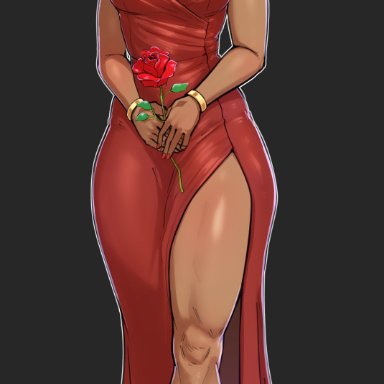 rwby, harriet bree, aestheticc-meme, dark-skinned female, red dress, rose