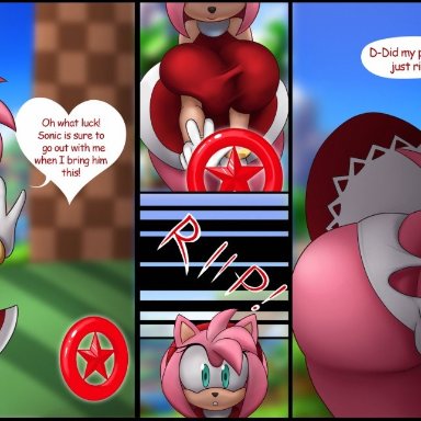 sega, sonic (series), sonic the hedgehog (series), amy rose, roga14, 1girls, aged up, anthro, ass, ass cleavage, big ass, big breasts, big butt, bottom heavy, breasts