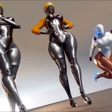 atomic heart, haydee (game), haydee, left (atomic heart), right (atomic heart), the twins (atomic heart), prevence, 3girls, android, arms crossed, ballerina, ballerina shoes, big ass, big breasts, big butt