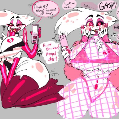 hazbin hotel, angel dust, angel dust (hazbin hotel), mirchancey, &lt;3 eyes, 1girls, 4 arms, ass, big ass, big breasts, breasts, choker, clothing, colored nails, eyelids