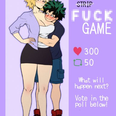 my hero academia, izuku midoriya, mitsuki bakugou, haction (artist), 1boy, 1girls, age difference, blonde hair, blush, breasts, female, green eyes, green hair, hugging, large breasts