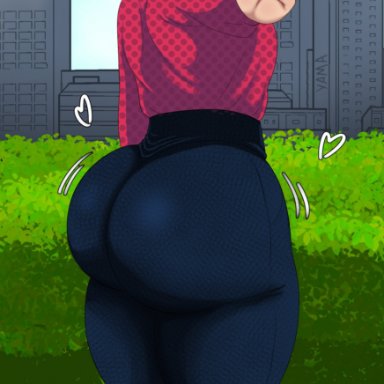 chainsaw man, nayuta (chainsaw man), yamathegod, 1girls, ass, big ass, big butt, clothed, clothing, dumptruck ass, female, female only, large ass, looking at viewer, looking back