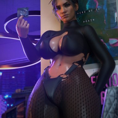 cd projekt red, cyberpunk (series), cyberpunk 2077, futa, panam palmer, pillowfun, 1futa, 1girls, afro-native, athletic, athletic female, big breasts, breasts, brown body, brown skin