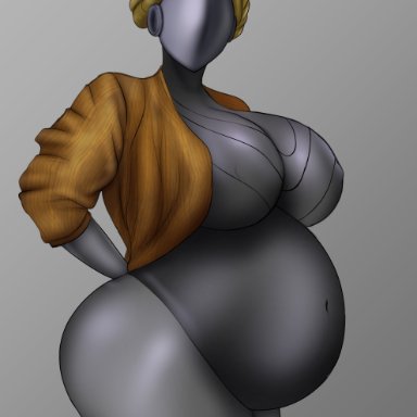 atomic heart, right (atomic heart), the twins (atomic heart), sunday322, belly, big belly, breasts, cardigan, coat, huge breasts, metallic body, nipples, pregnant, robot, robot girl