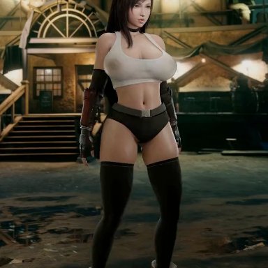 final fantasy, final fantasy vii, tifa lockhart, x3d, 1girls, big breasts, black hair, huge breasts, long hair, stretching, 3d, animated, cammy stretch, tagme, video